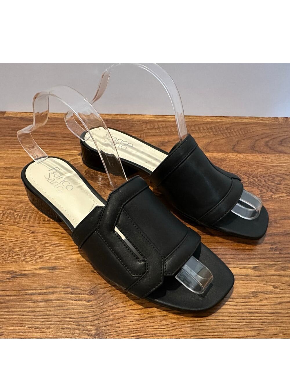 Franco Sarto Margot Slide Sandals Women’s 8 Black NWOB Minimalist Chic Elegant